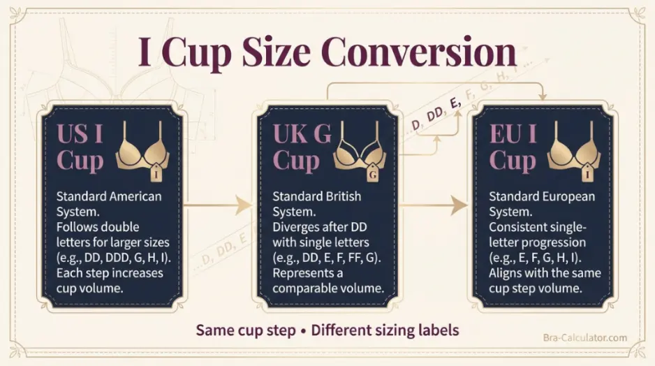 US I cup to UK G and EU I bra size conversion guide