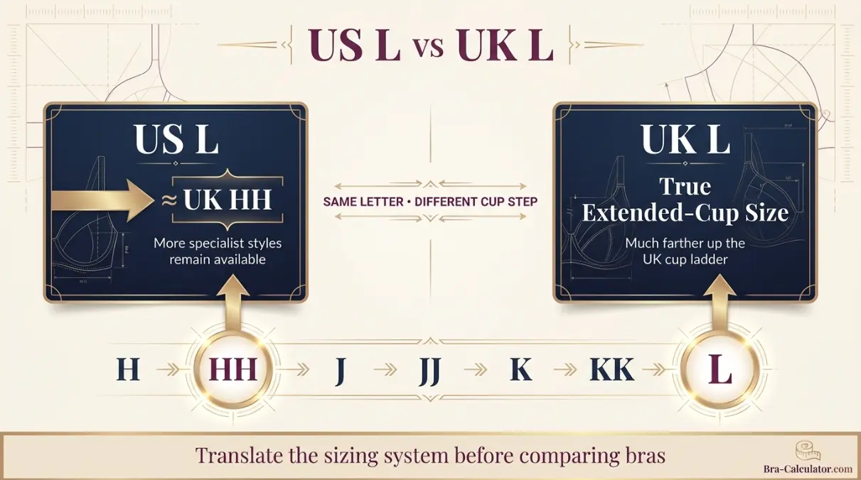 US L cup versus UK L cup conversion showing US L equals UK HH and true UK L is much higher