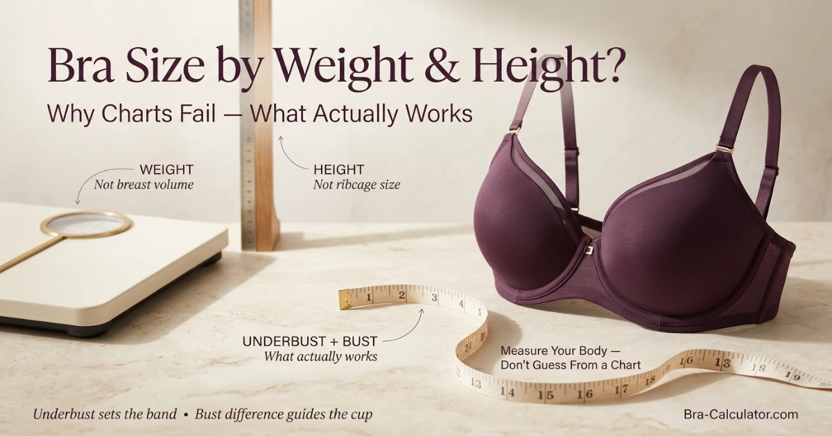 Measuring tape, scale and bra illustrating why weight and height cannot determine bra size