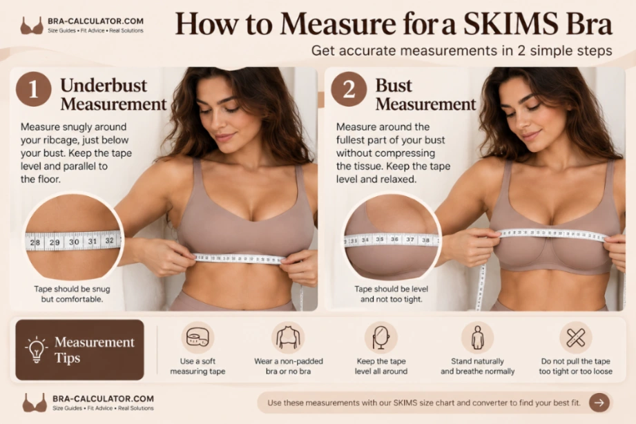How to measure for a SKIMS bra: underbust and full bust measurements