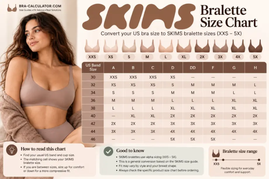 SKIMS bralette versus band and cup bra sizing comparison